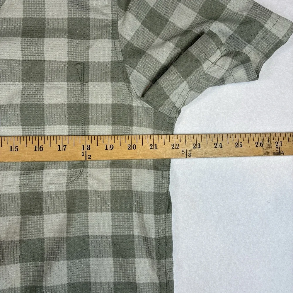 Marmot Shirt Mens M Green Plaid Polyester Short Sleeve Gorpcore Hiking Outdoor